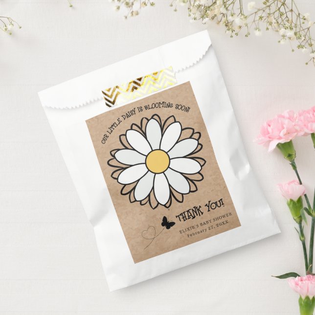 Dainty Daisy Minimalist Craft Baby Shower Favour Bags (Sealed)