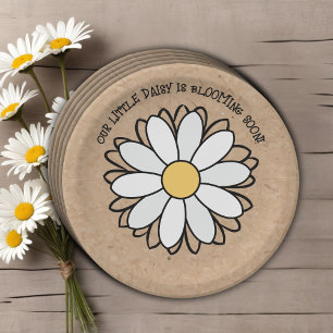 Dainty Daisy Minimalist Craft Baby Shower Paper Plate