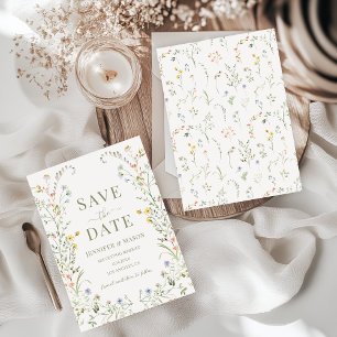 Dainty Delicate Floral Wildflower Save The Date Invitation