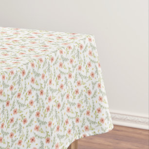 Dainty Ditsy Watercolor Floral Pastel Pattern Tablecloth