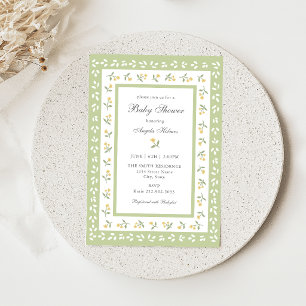 Dainty Floral Border Baby Shower Invitation