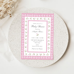 Dainty Floral Border Baby Shower Invitation
