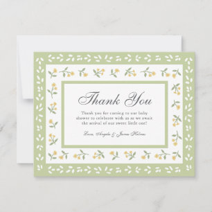 Dainty Floral Border Thank You Card Baby Shower