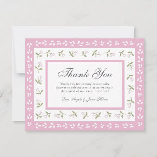 Dainty Floral Border Thank You Card Baby Shower