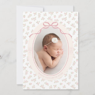 Dainty Floral Coquette Photo Birth Announcement