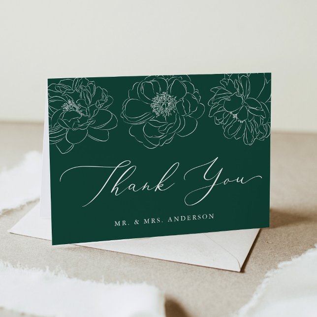 Dainty Floral Green Wedding Thank You Card (Creator Uploaded)