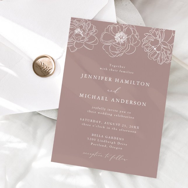 Dainty Floral Mauve Wedding Invitation (Creator Uploaded)
