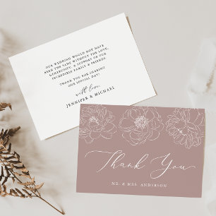 Dainty Floral Mauve Wedding Thank You Card