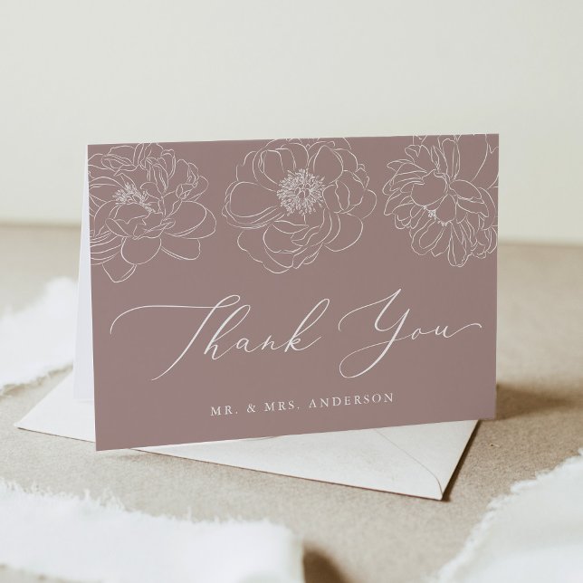 Dainty Floral Mauve Wedding Thank You Card (Creator Uploaded)