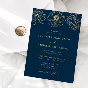 Dainty Floral Navy Wedding