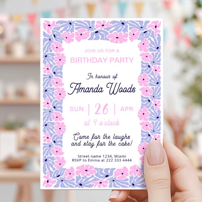Dainty Floral Pattern Birthday Celebration Invitation (Creator Uploaded)