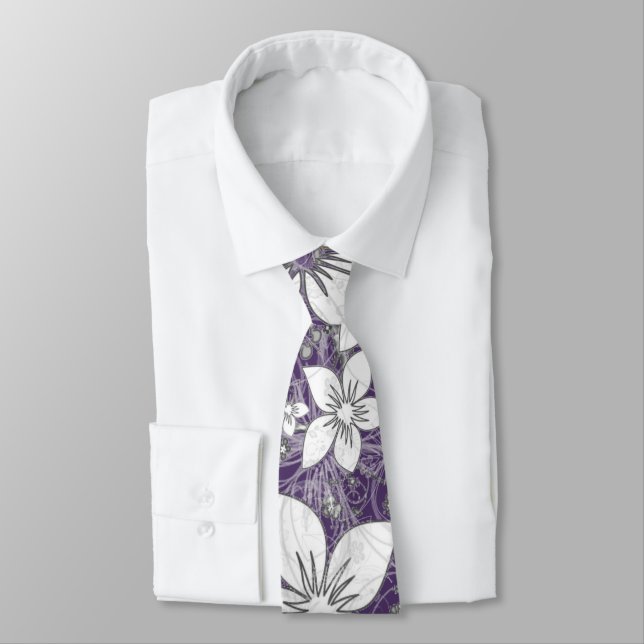 Dainty Floral Scroll on Plum  Tie (Tied)