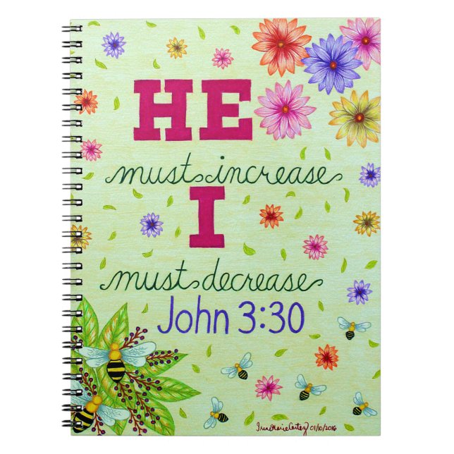 Dainty Floral Typography Bible Verse On Humility Spiral Notebook (Front)