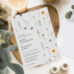 Dainty Floral Wildflower Wedding Invitation