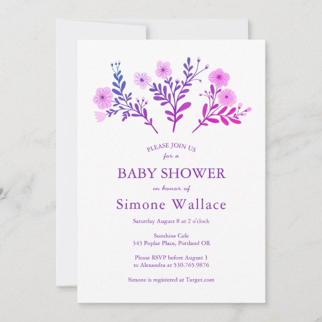 Dainty Florals Elegant Chic CUSTOM BABY SHOWER Invitation (Front)