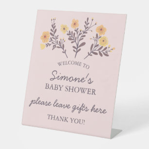 Dainty Florals Elegant Chic CUSTOM BABY SHOWER Pedestal Sign