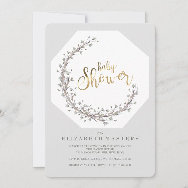 Dainty Flowers Baby Shower Invitation (Front)
