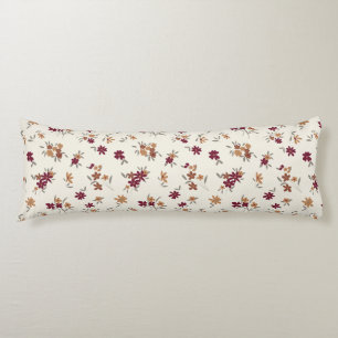 Dainty Gold Maroon Floral Pattern Body Cushion
