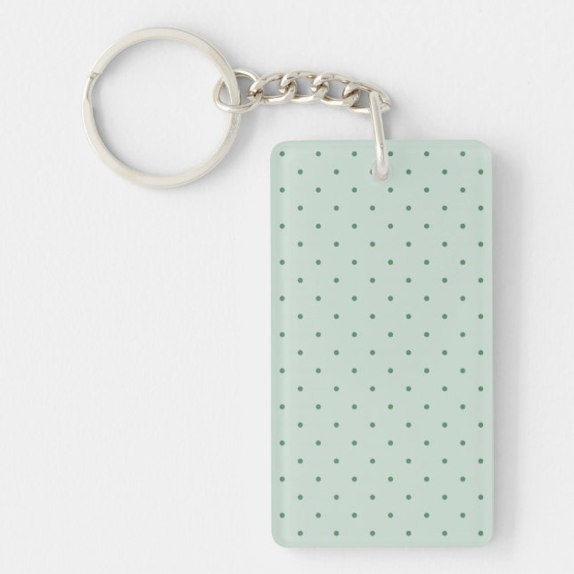 Dainty Green Polka Dots Pattern on a Lighter Green Key Ring (Front)