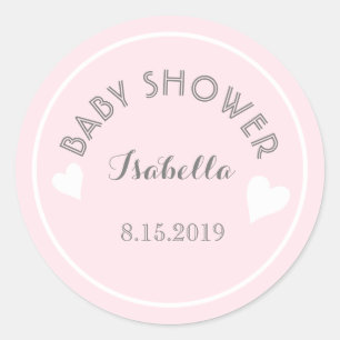 Dainty Hearts Pink Baby Shower Stickers