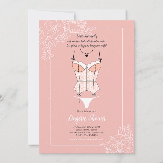 Dainty Lingerie Bridal Shower Invitation (Front)