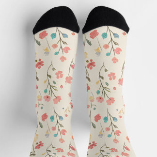 Dainty Pastel Watercolor Sprig Pattern Socks
