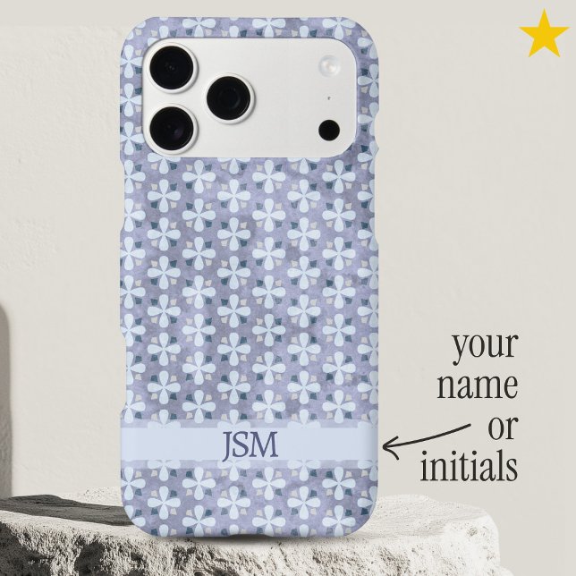 Dainty Periwinkle Flowers Dots Pattern Custom Name (Creator Uploaded)