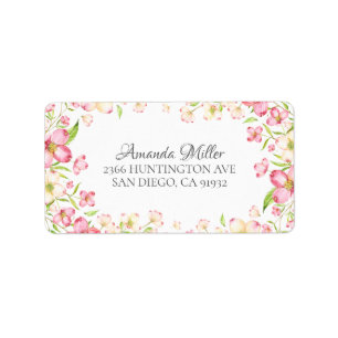 Dainty Pink Floral Return Address Label