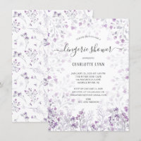 Dainty Purple Watercolor Flowers Lingerie Shower