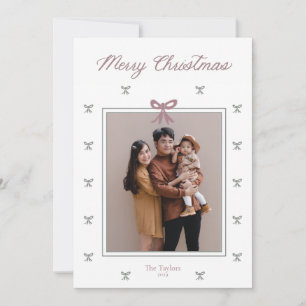 Dainty Ribbon Bow Christmas Photo Card