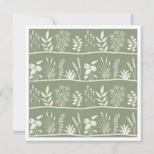 Dainty Sage Green Minimalist Botanical Silhouette Card