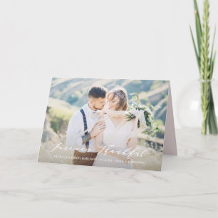 Dainty Script Forever Thankful Wedding Thank You Card