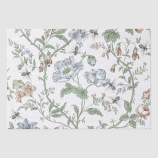 Dainty Vintage Flowers with Honeybees Pastel Tissue Paper