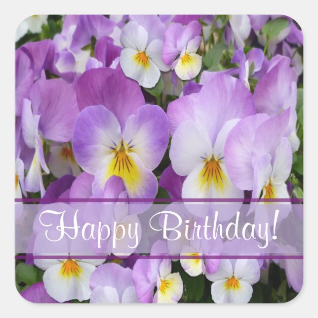 Dainty Violas ~ Birthday Sticker (Front)