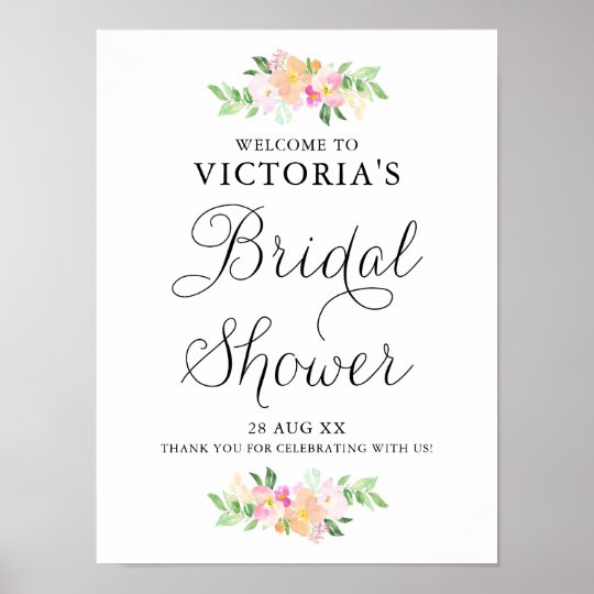Dainty Watercolor Florals Bridal Shower Welcome Poster