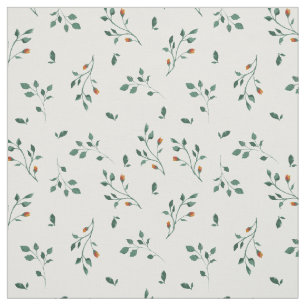 Dainty White Green Floral Pattern Fabric
