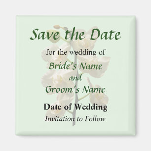 Dainty White Orchids Save the Date Magnet