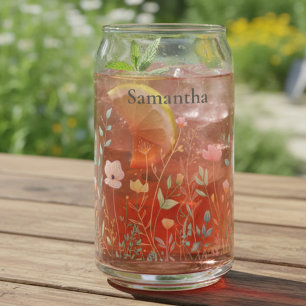 Dainty Wildflower Personalised Can Glass