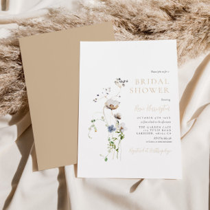 Dainty Wildflower Soft Tan Bridal Shower Invitation