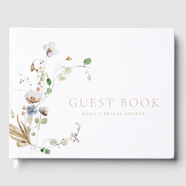Dainty Wildflower Soft Tan Guest Book (Front)