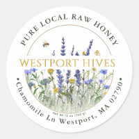 Dainty Wildflowers Honey Label Pure Local Raw 