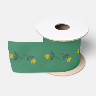 Dainty Yellow Flowers Satin Ribbon
