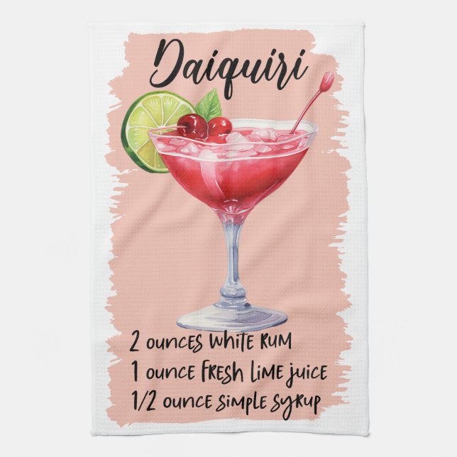 Daiquiri Cocktail Recipe Tea Towel (Vertical)