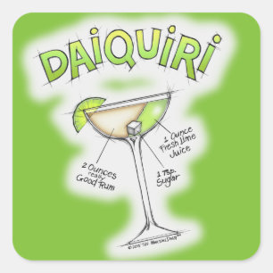 DAIQUIRI RECIPE COCKTAIL ART SQUARE STICKER