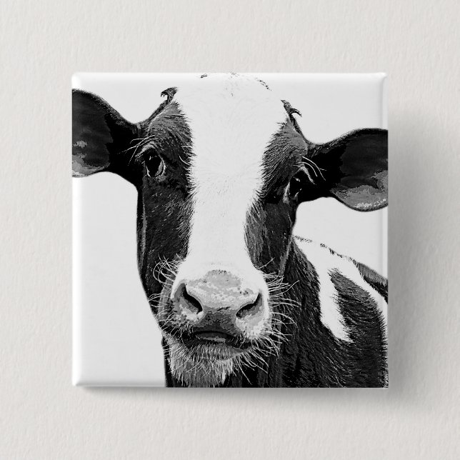Dairy Cow - Black and White Dairy Calf 15 Cm Square Badge (Front)