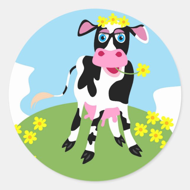 Dairy Cow Classic Round Sticker (Front)