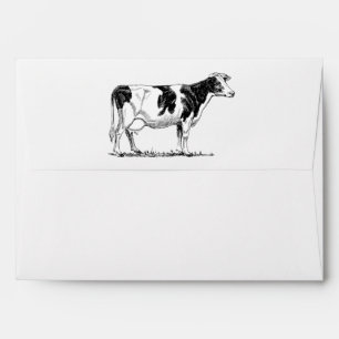 Dairy Cow Holstein Fresian Pencil Drawing Envelope