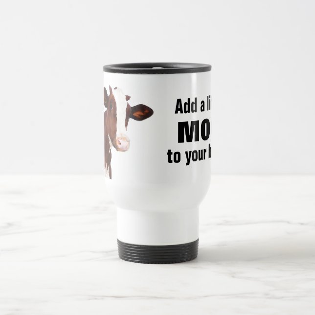 Dairy Cow -  Painted Brown & White Holstein Travel Mug (Center)