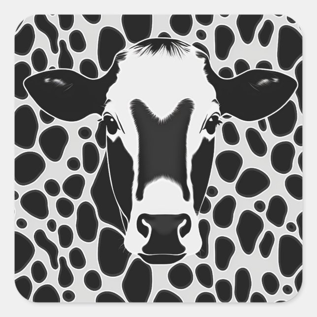 Dairy Cow Print Square Sticker (Front)