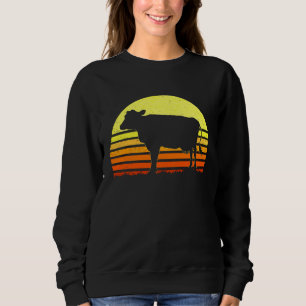 Dairy Cow Retro Farming Ranching Sunset Vintage Fa Sweatshirt